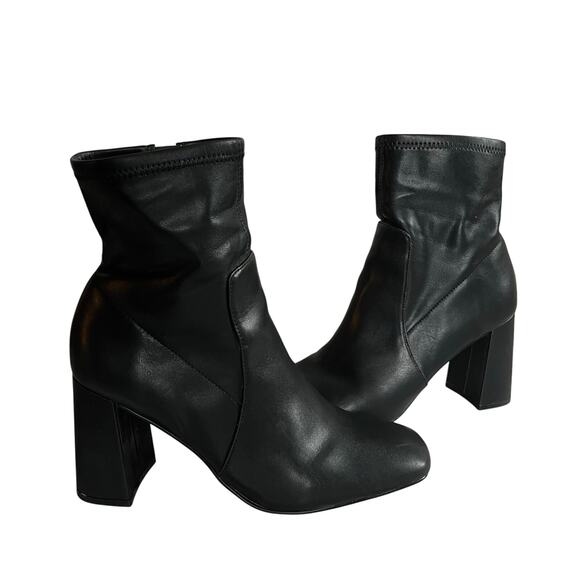 Express Ankle Boots Faux Leather Women's 9 M Zip Heel - Picture 1 of 6